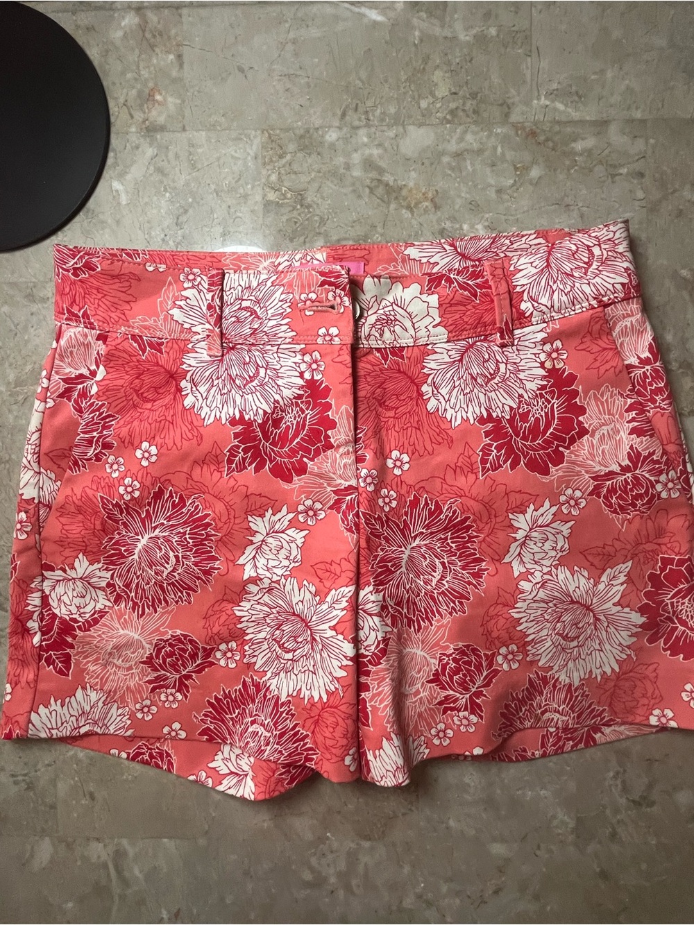 Isaac Mizrahi Coral and White Floral Bermuda Shorts